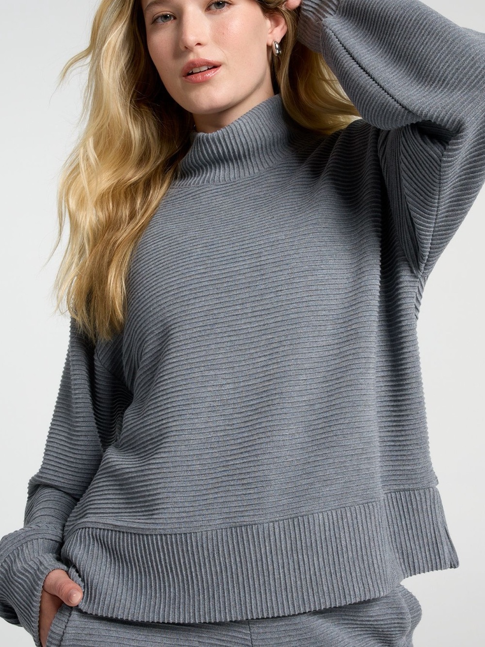 CALIA Women's Elevate Rib Mock Neck Shirt Sweater Size Medium